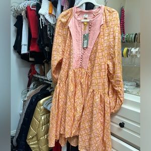 pink and orange long sleeve dress